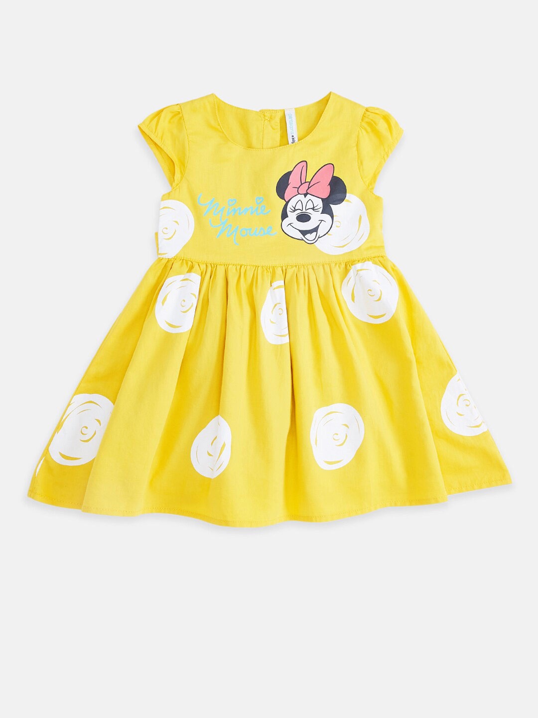 

Pantaloons Baby Infant Girls Conversational Printed Cap Sleeves Cotton Fit & Flare Dress, Yellow