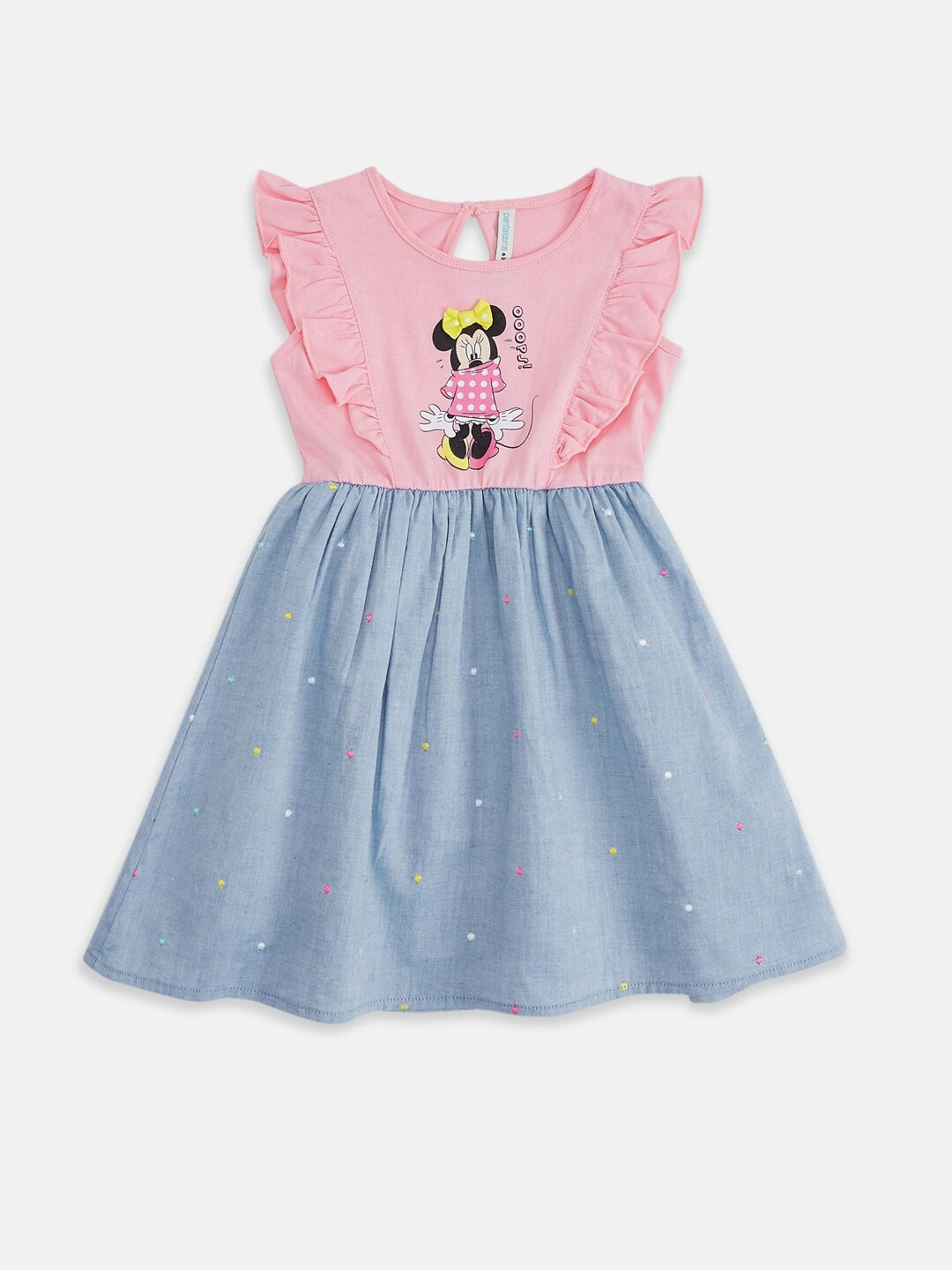 

Pantaloons Girls Minnie Mouse Print Flutter Sleeve Cotton Fit & Flare Dress, Pink