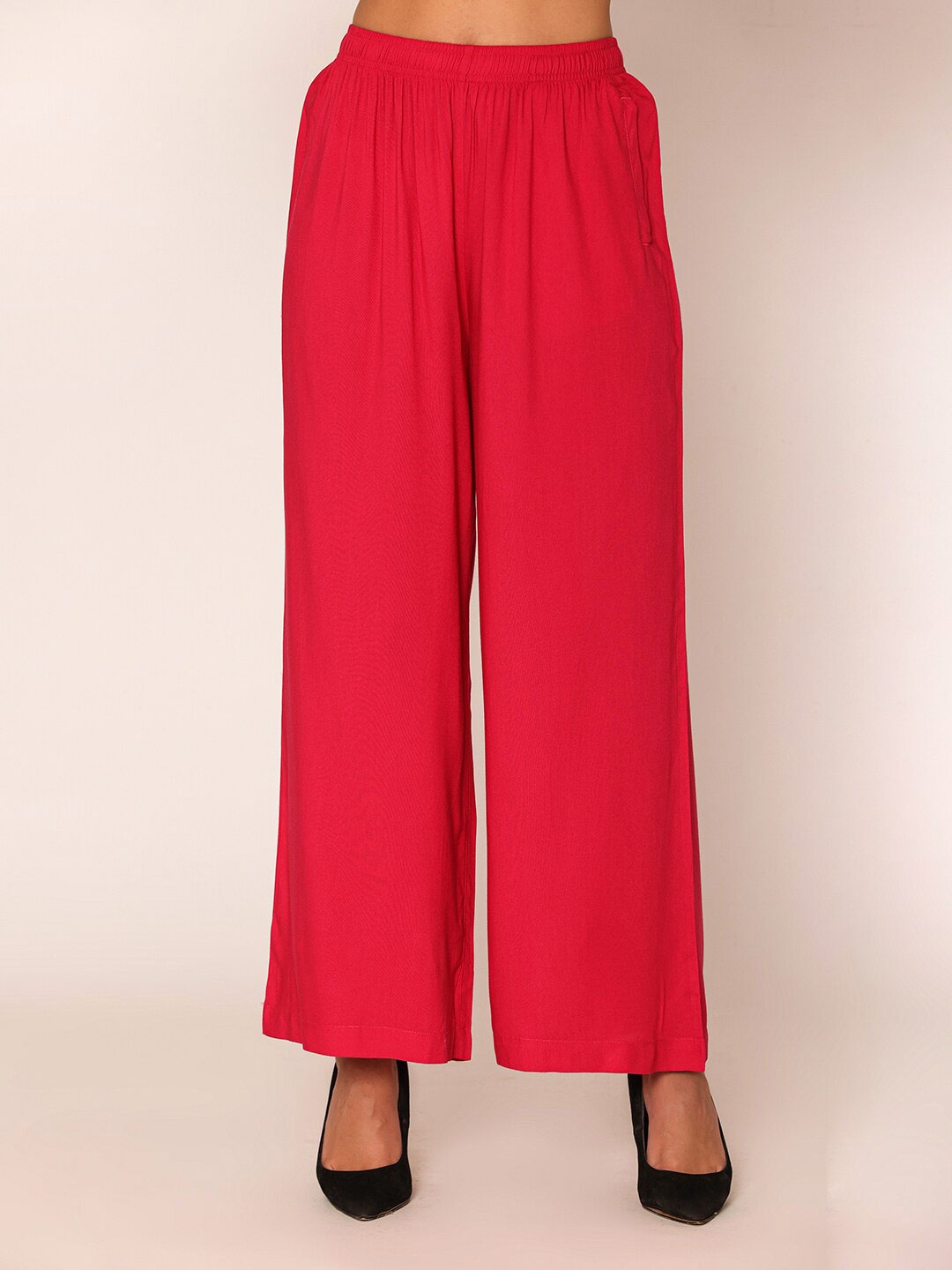 

Vami Mid-Rise Cotton Palazzos, Pink