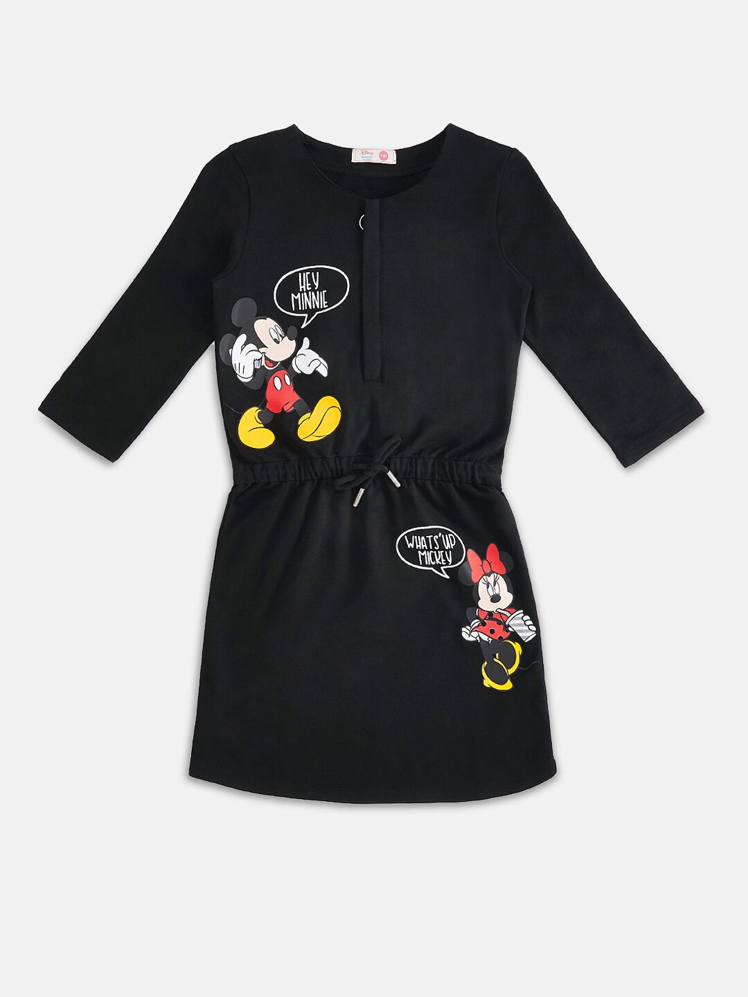 

Pantaloons Junior Girls Mickey & Minnie Printed Cotton A-Line Dress, Black