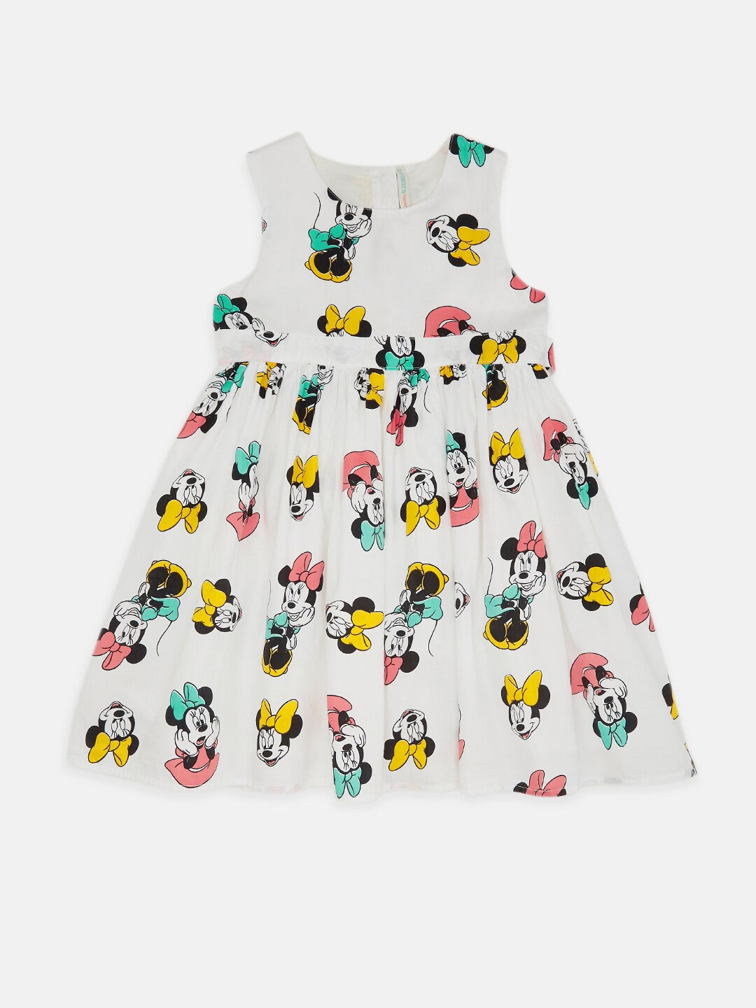 

Pantaloons Junior Girls Mickey & Minnie Printed Cotton Fit & Flare Dress, Off white