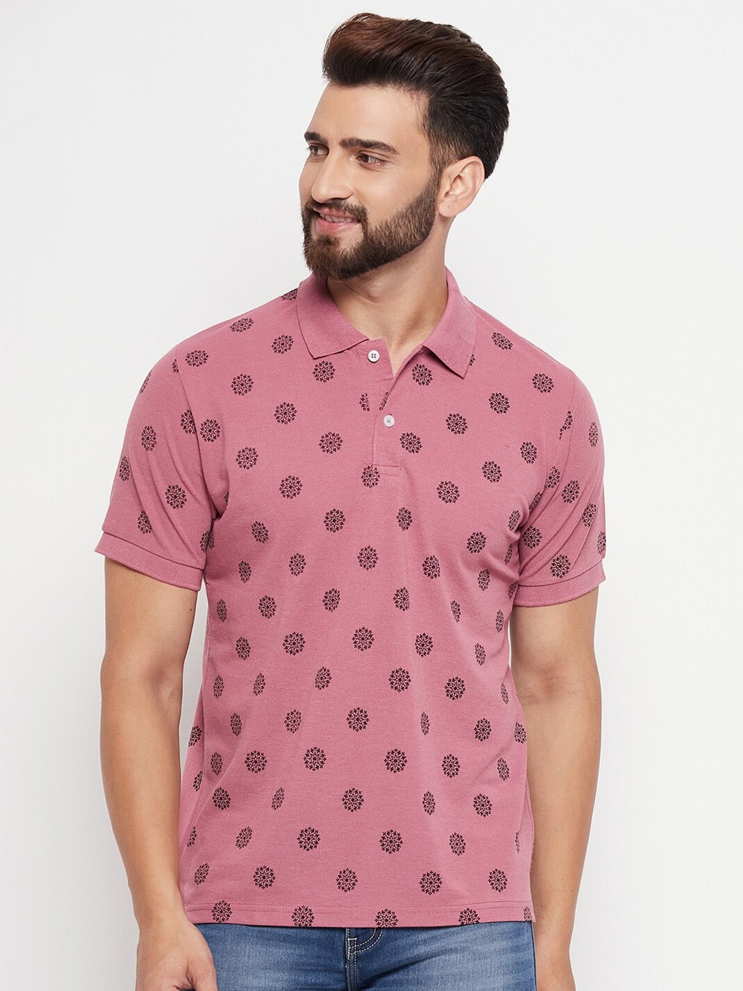 

VERO AMORE Floral Printed Polo Collar T-shirt, Mauve