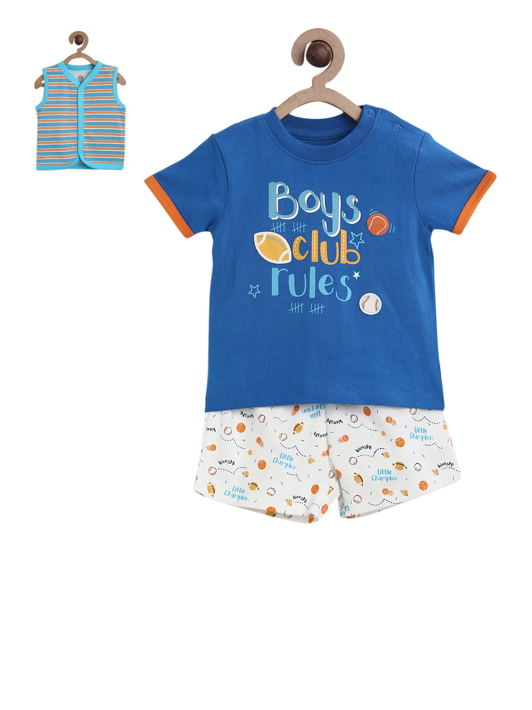 

MINI KLUB Infants Boys Blue & White Printed T-shirt with Shorts