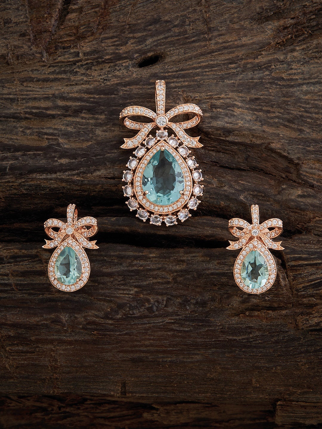 

Kushal's Fashion Jewellery Rose Gold-Plated Stone Studded Jewellery Set