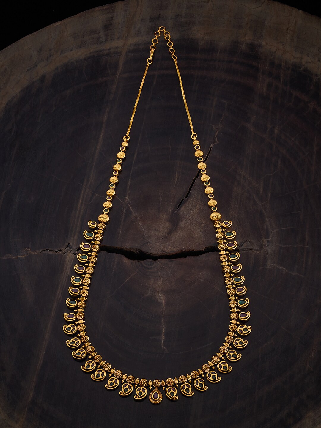 

Kushal's Fashion Jewellery Silver Antique Necklace, Gold