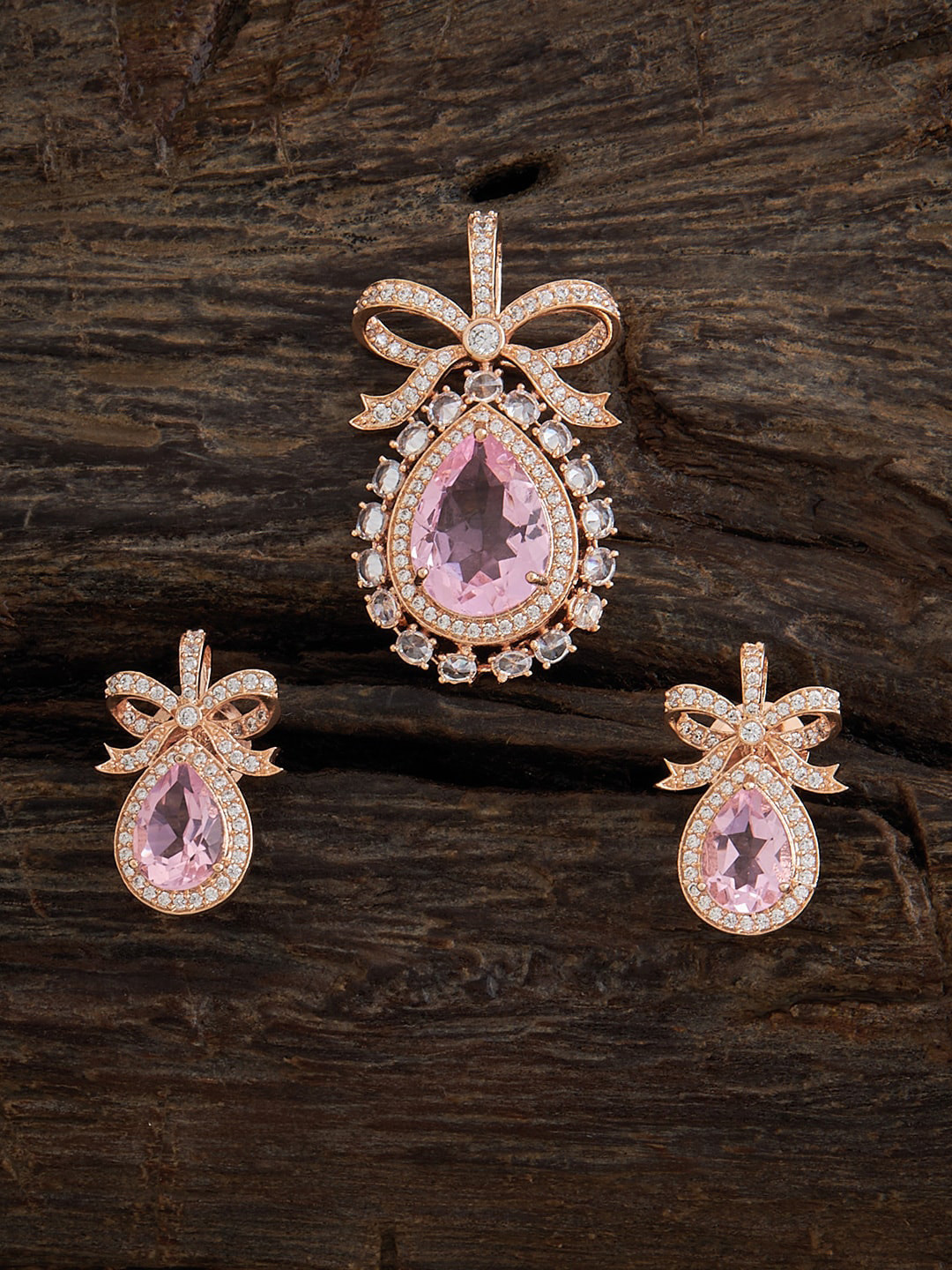 

Kushal's Fashion Jewellery Rose Gold-Plated CZ-Studded Jewellery Set