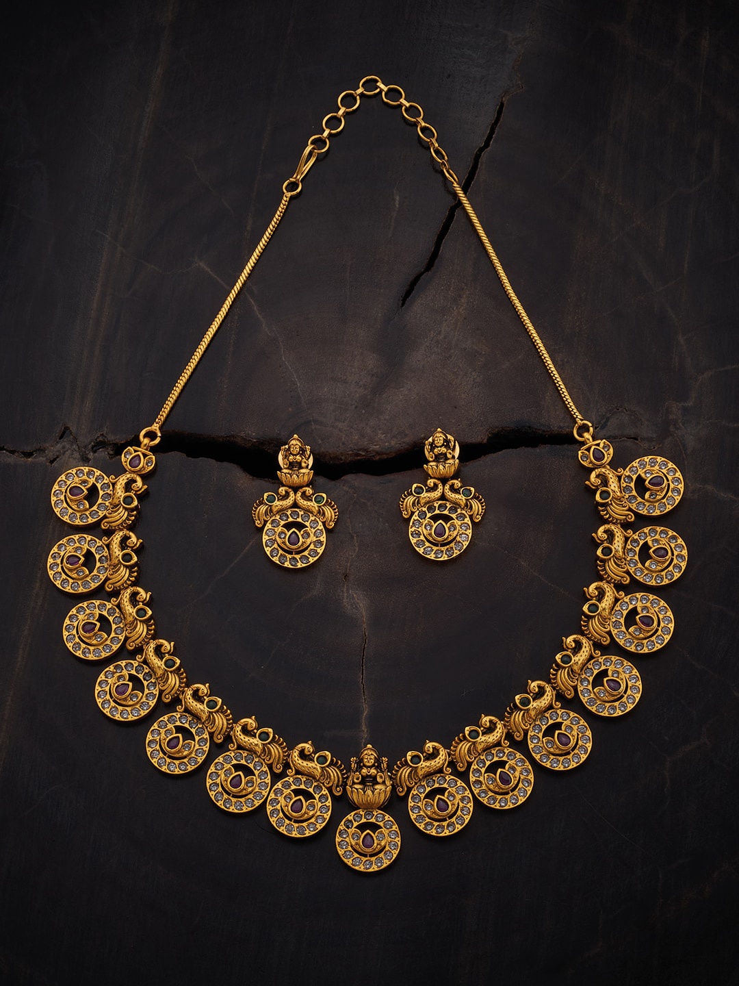 

Kushal's Fashion Gold-Plated Stone Studded Jewellery Set