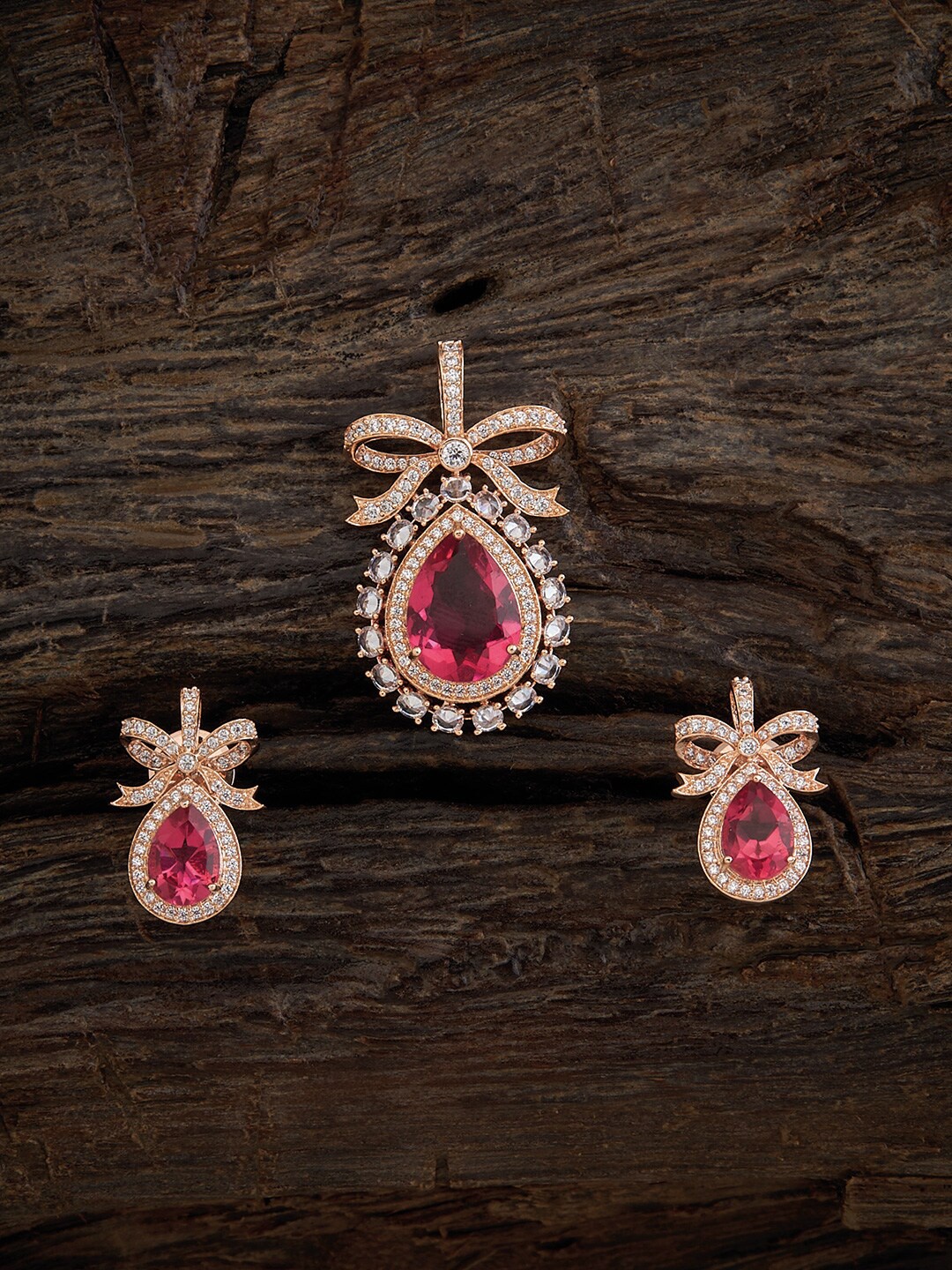 

Kushal's Fashion Jewellery Rose Gold-Plated CZ-Studded Jewellery Set