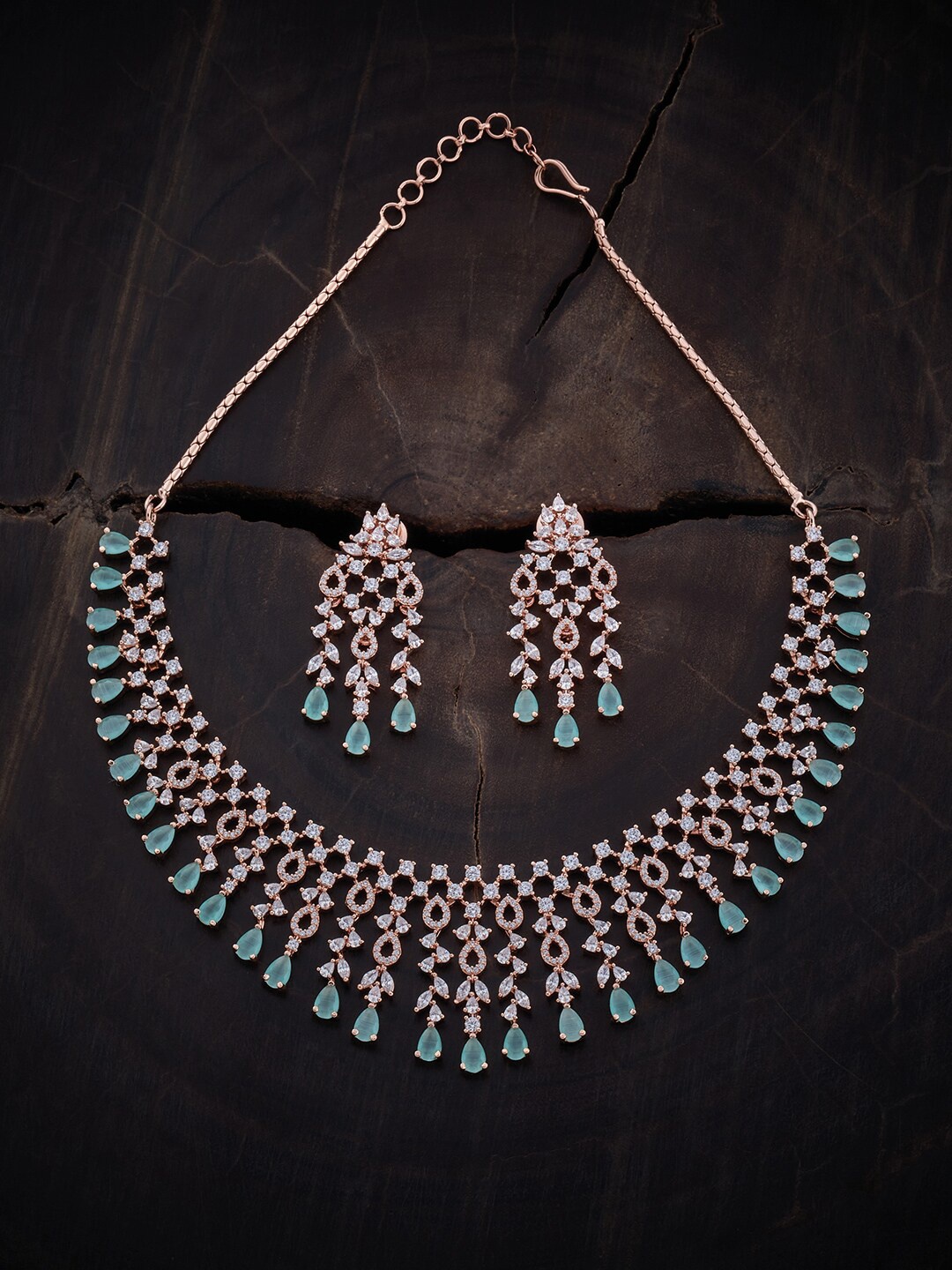 

Kushal's Fashion Jewellery Rose Gold-Plated Zircon-Studded Jewellery Set