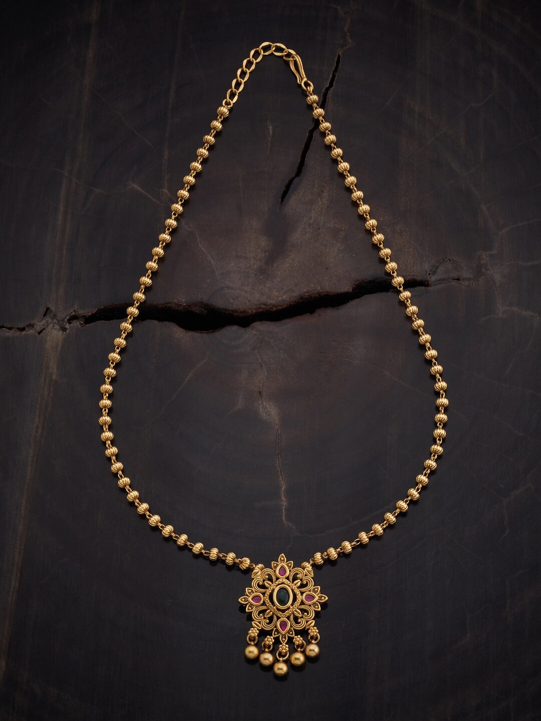 

Kushal's Fashion Jewellery Sterling Silver Gold-Plated Antique Necklace