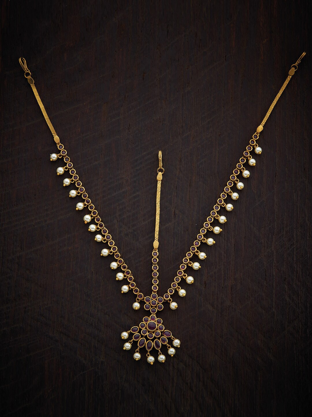 

Kushal's Fashion Jewellery Gold Plated Stone Studded & Beaded Maang Tikka