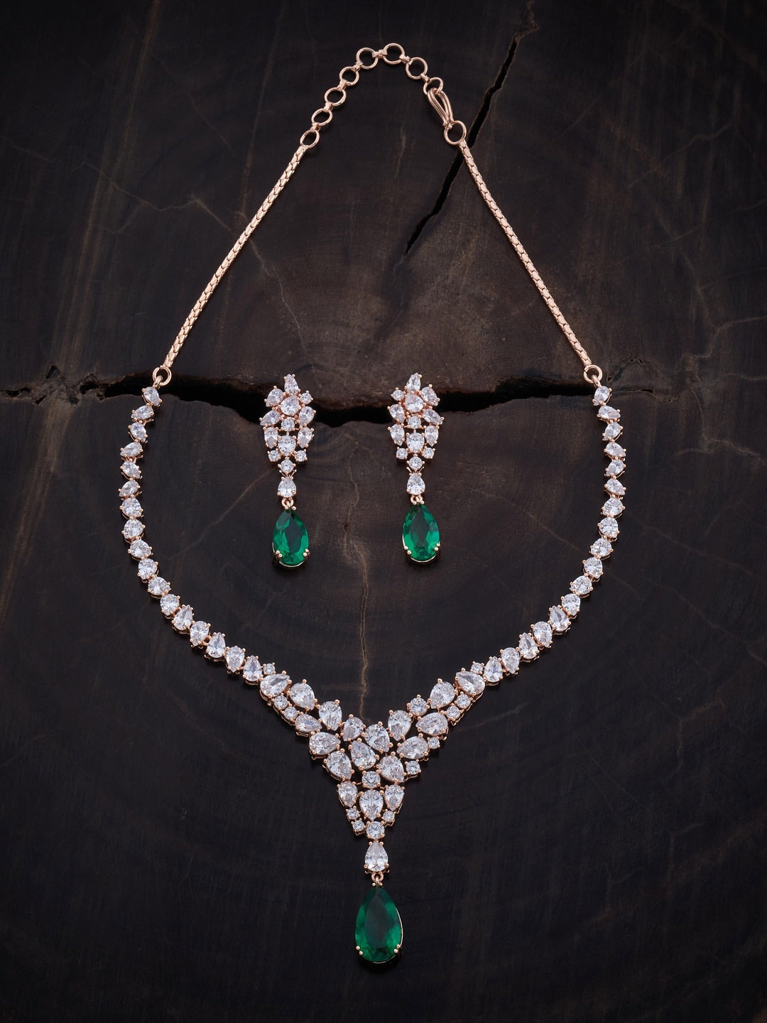 

Kushal's Fashion Jewellery Rose Gold-Plated Zircon Studded Jewellery Set