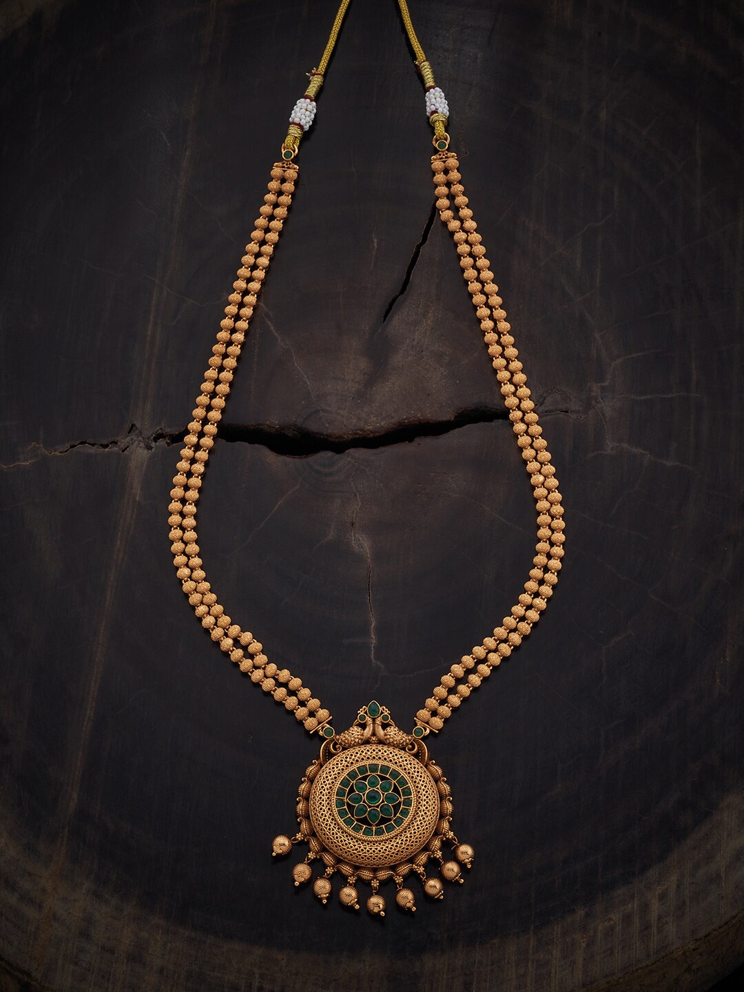 

Kushal's Fashion Jewellery Sterling Silver Gold-Plated Stone Studded Necklace