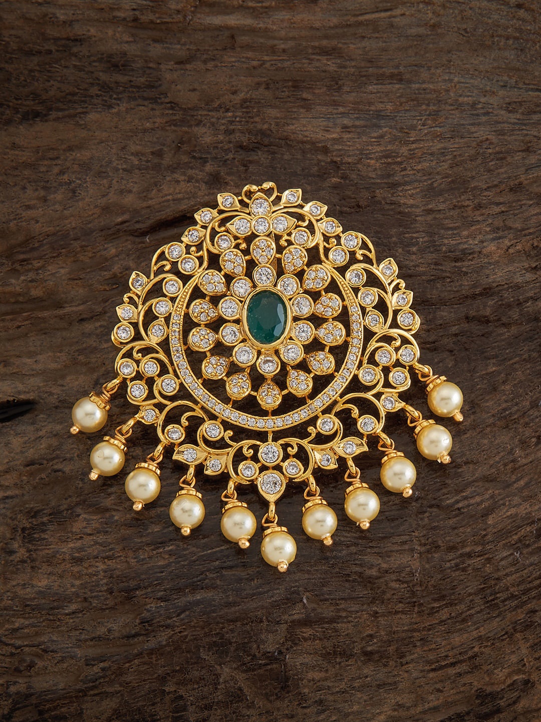 

Kushal's Fashion Jewellery Gold-Plated Stone Studded Pendant