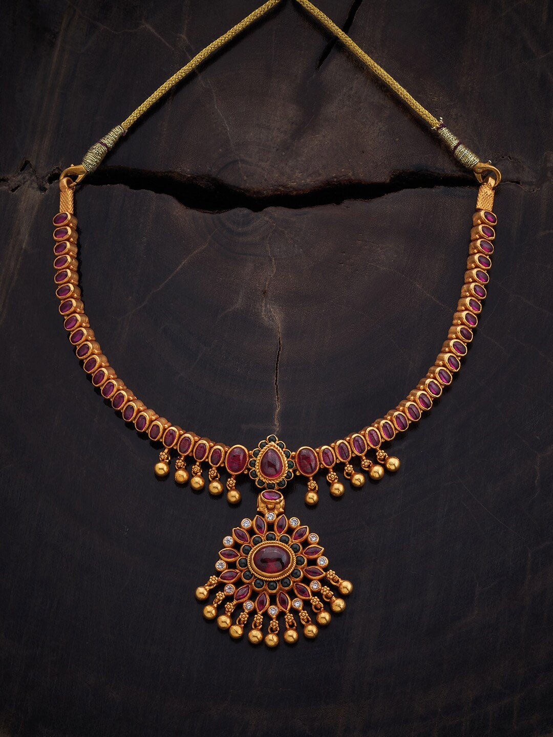 

Kushal's Fashion Jewellery 92.5 Pure Silver Gold-Plated Temple Necklace