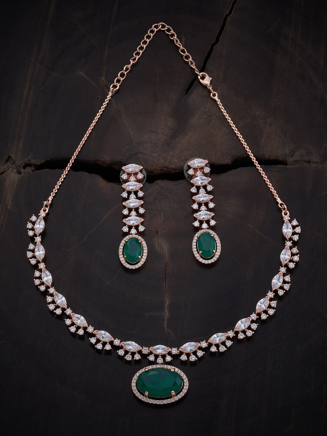 

Kushal's Fashion Jewellery Rose Gold-Plated Zircon-Studded Jewellery Set