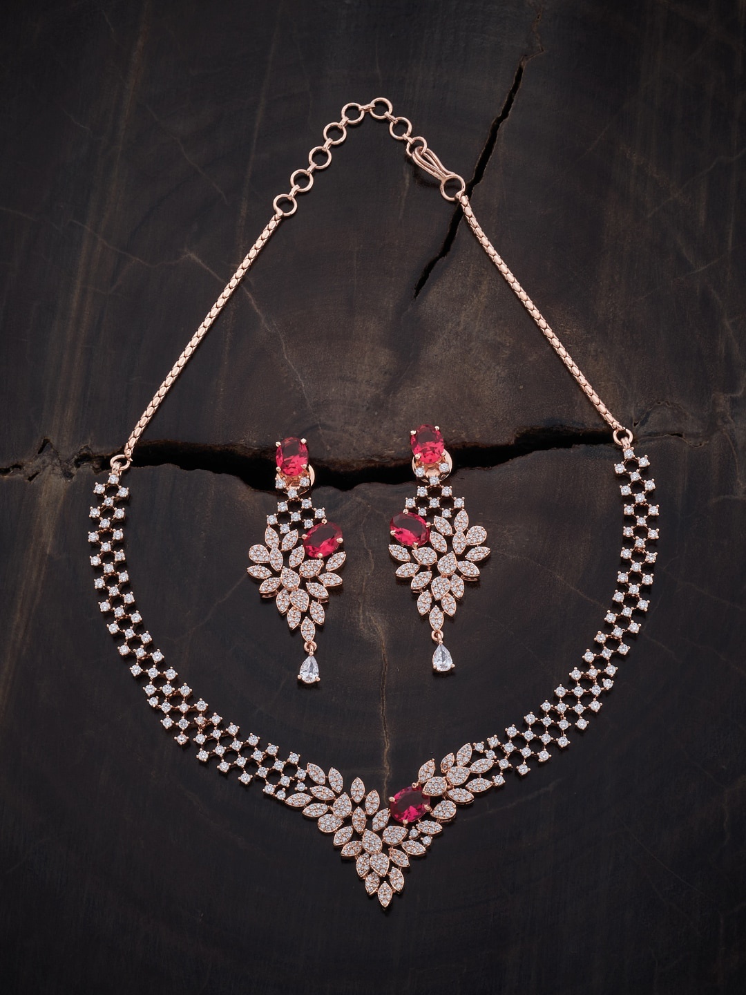 

Kushal's Fashion Jewellery Rose Gold-Plated Zircon-Studded Jewellery Set