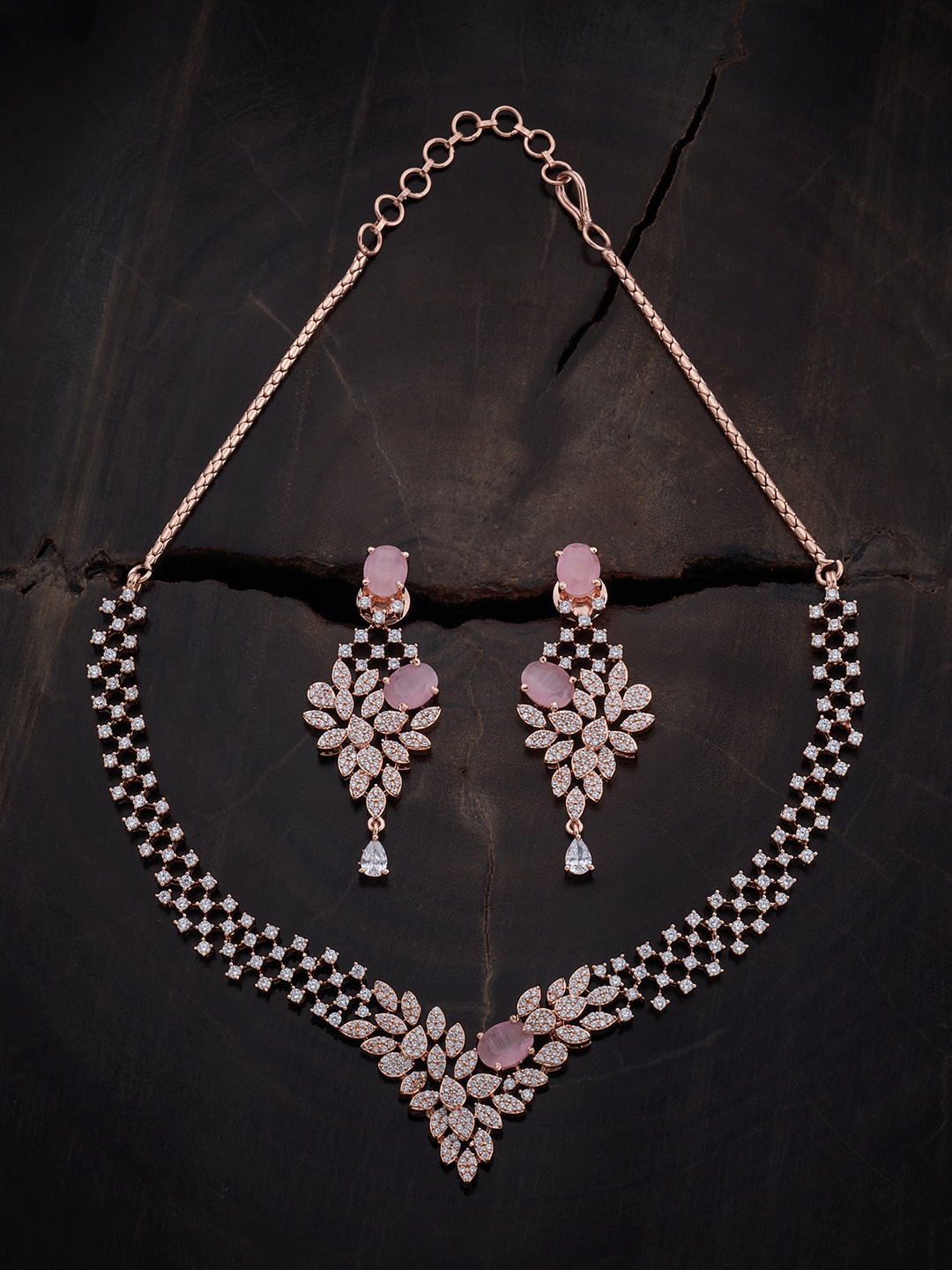 

Kushal's Fashion Jewellery Rose Gold-Plated Zircon-Studded Jewellery Set