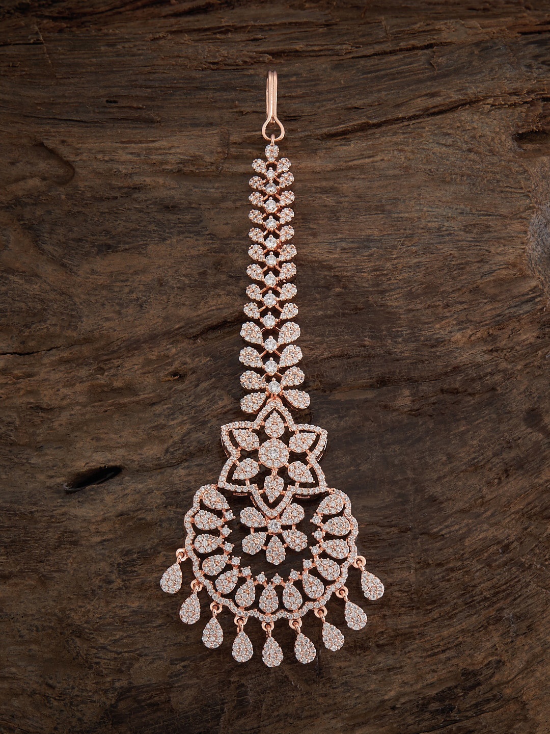 

Kushal's Fashion Jewellery Rose Gold-Plated CZ-StuddedMaangtika