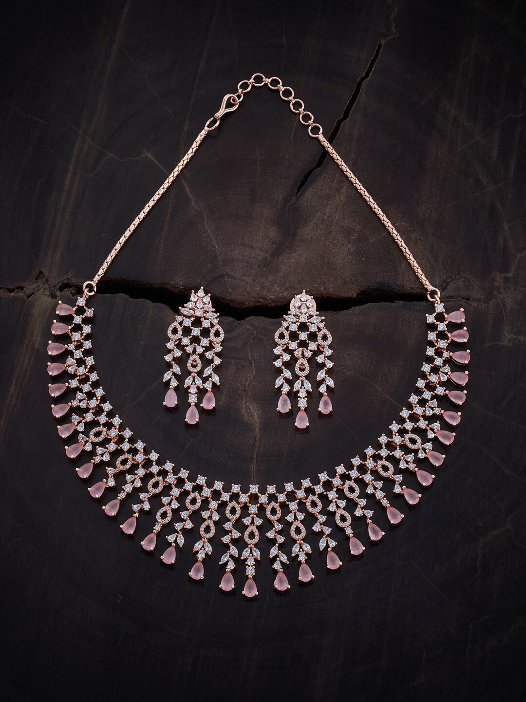 

Kushal's Fashion Jewellery Rose Gold-Plated Zircon-Studded Jewellery Set