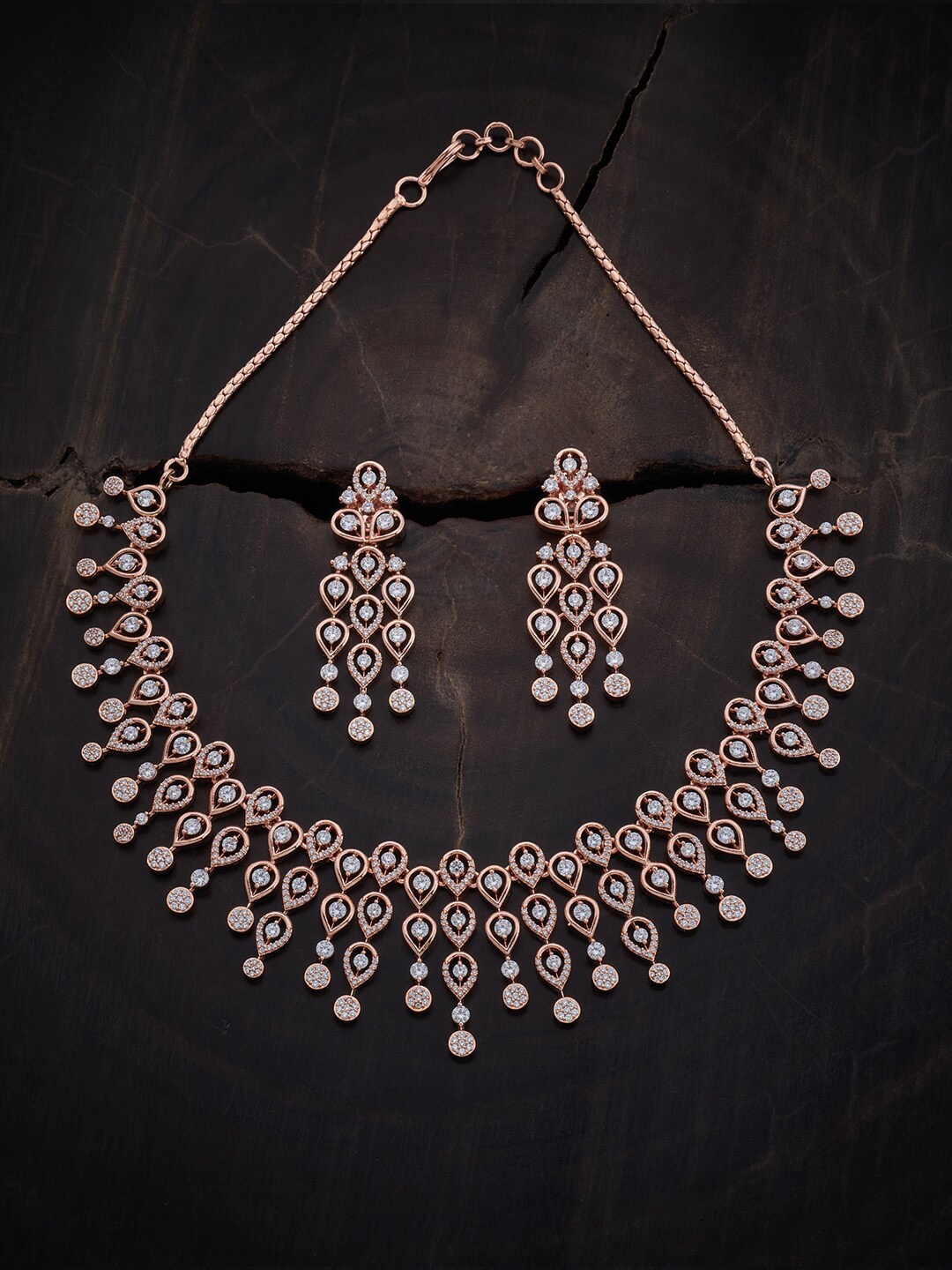 

Kushal's Fashion Jewellery Rose Gold-Plated Zircon-Studded Jewellery Set
