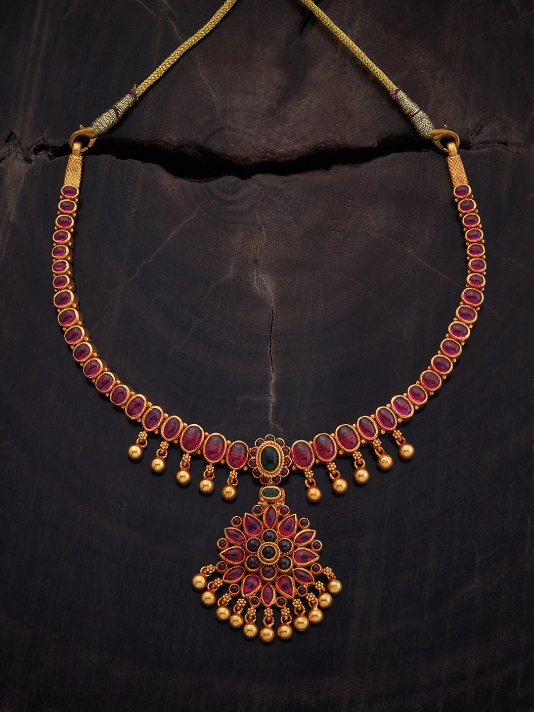

Kushal's Fashion Jewellery 92.5 Pure Silver Gold-Plated Temple Necklace
