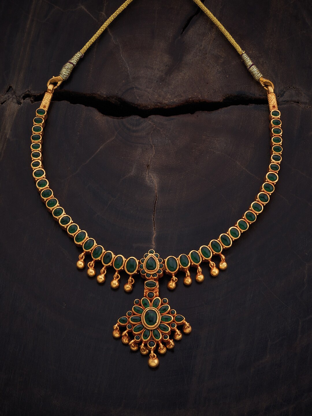 

Kushal's Fashion Jewellery 92.5 Pure Silver Gold-Plated Temple Necklace