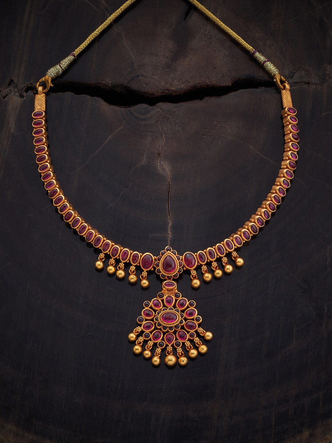 

Kushal's Fashion Jewellery 92.5 Pure Silver Gold-Plated Temple Necklace