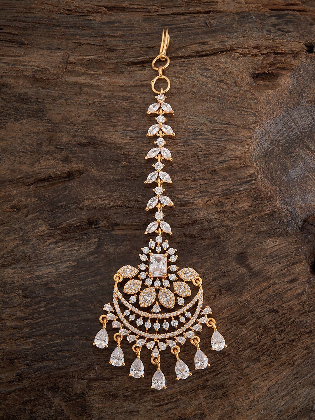 

Kushal's Fashion Jewellery Gold-Plated CZ-Studded Maangtika