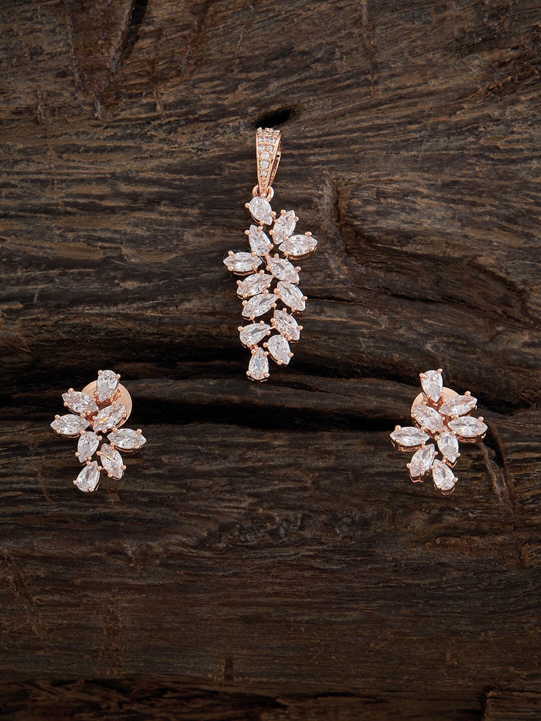 

Kushal's Fashion Jewellery Rose Gold Plated Stone Studded Jewellery Set