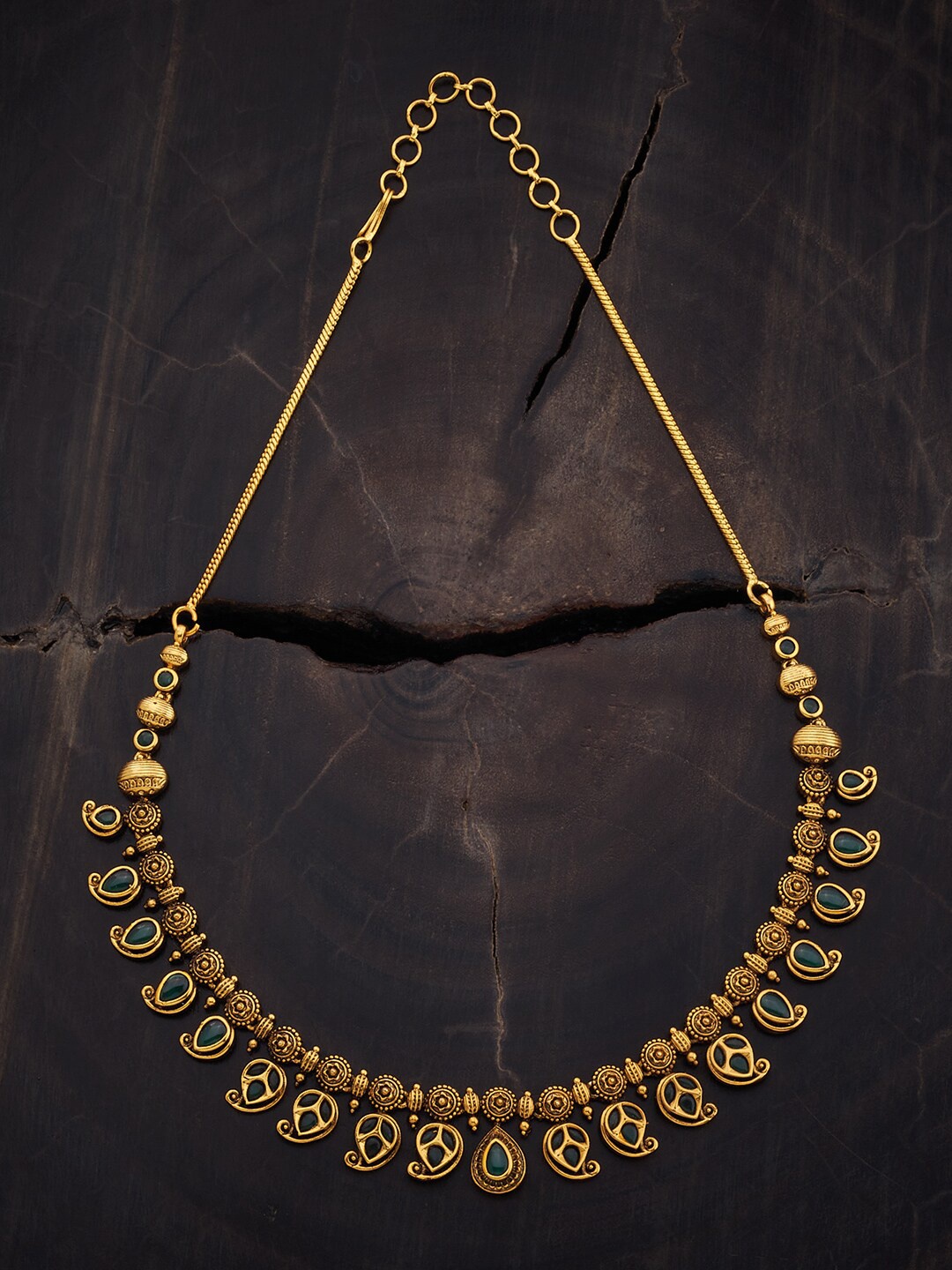 

Kushal's Fashion Jewellery Sterling Silver Gold-Plated Antique Necklace