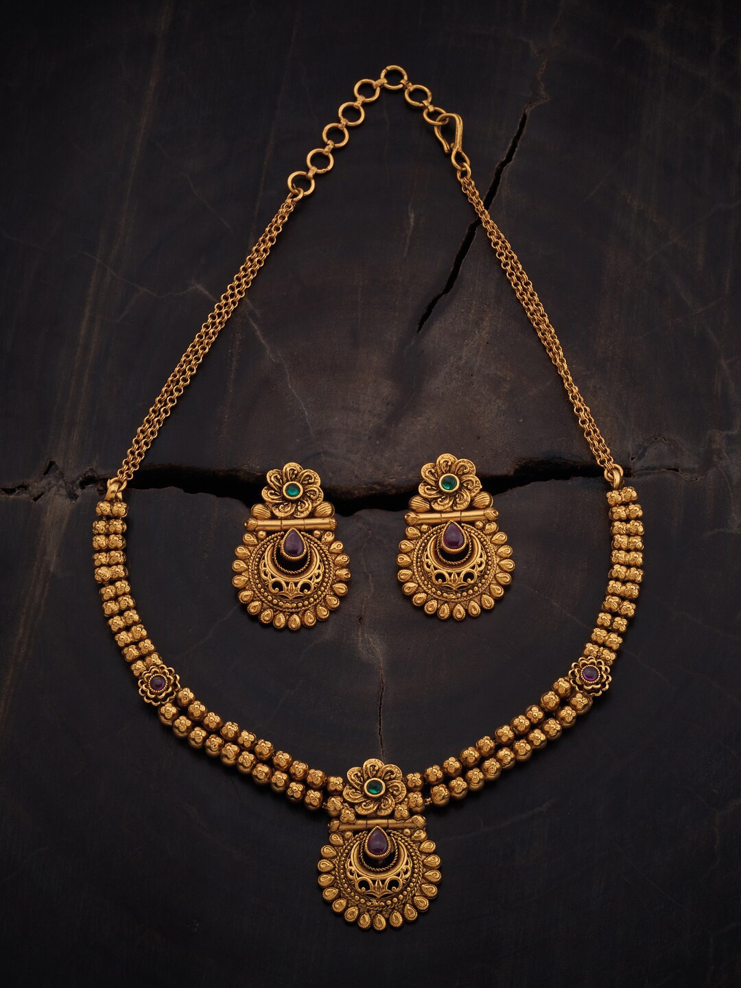 

Kushal's Fashion Jewellery Stone Studded Jewellery Set, Gold