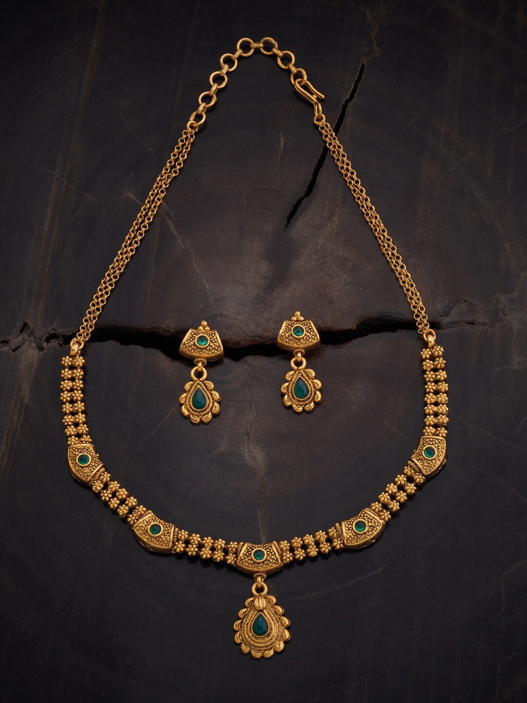 

Kushal's Fashion Jewellery Stone Studded Jewellery Set, Gold