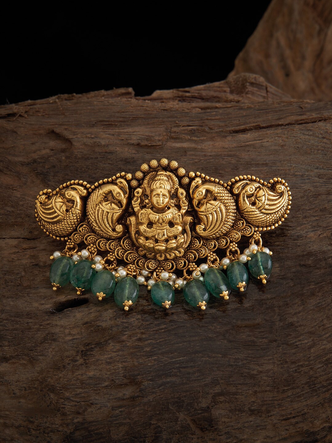 

Kushal's Fashion Jewellery Embellished Antique French Barrette, Gold