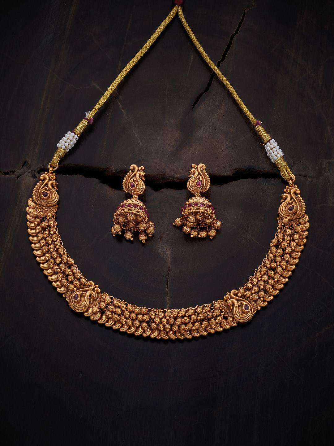 

Kushal's Fashion Jewellery Stone-Studded Jewellery Set, Gold