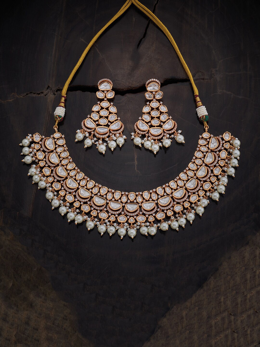 

Kushal's Fashion Jewellery Stone-Studded Jewellery Set, Gold