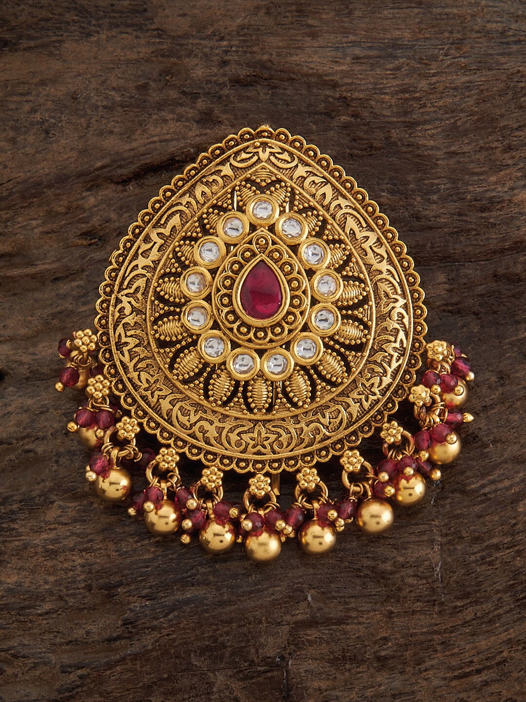 

Kushal's Fashion Jewellery Embellished Hair Brooch, Red