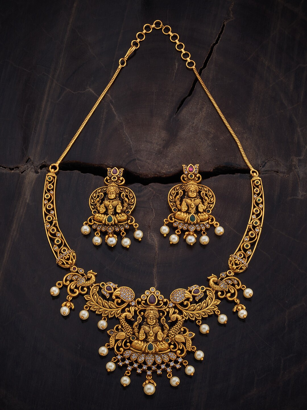 

Kushal's Fashion Jewellery Stone-Studded Jewellery Set, Gold