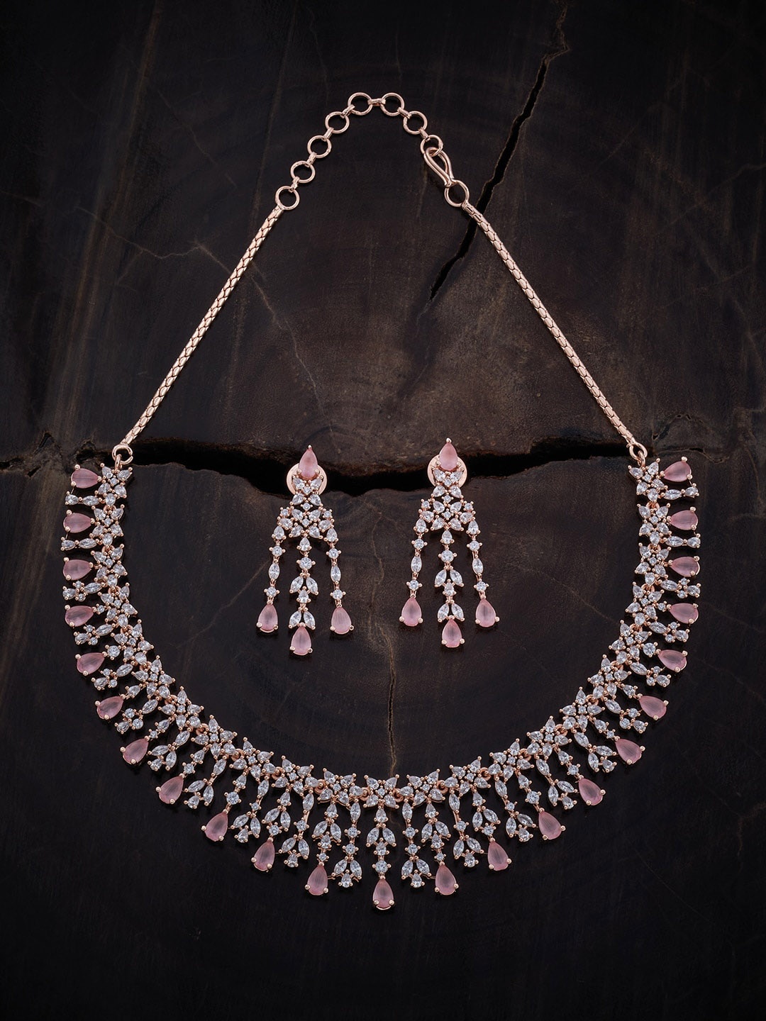 

Kushal's Fashion Jewellery Rose Gold-Plated CZ-Studded Jewellery Set