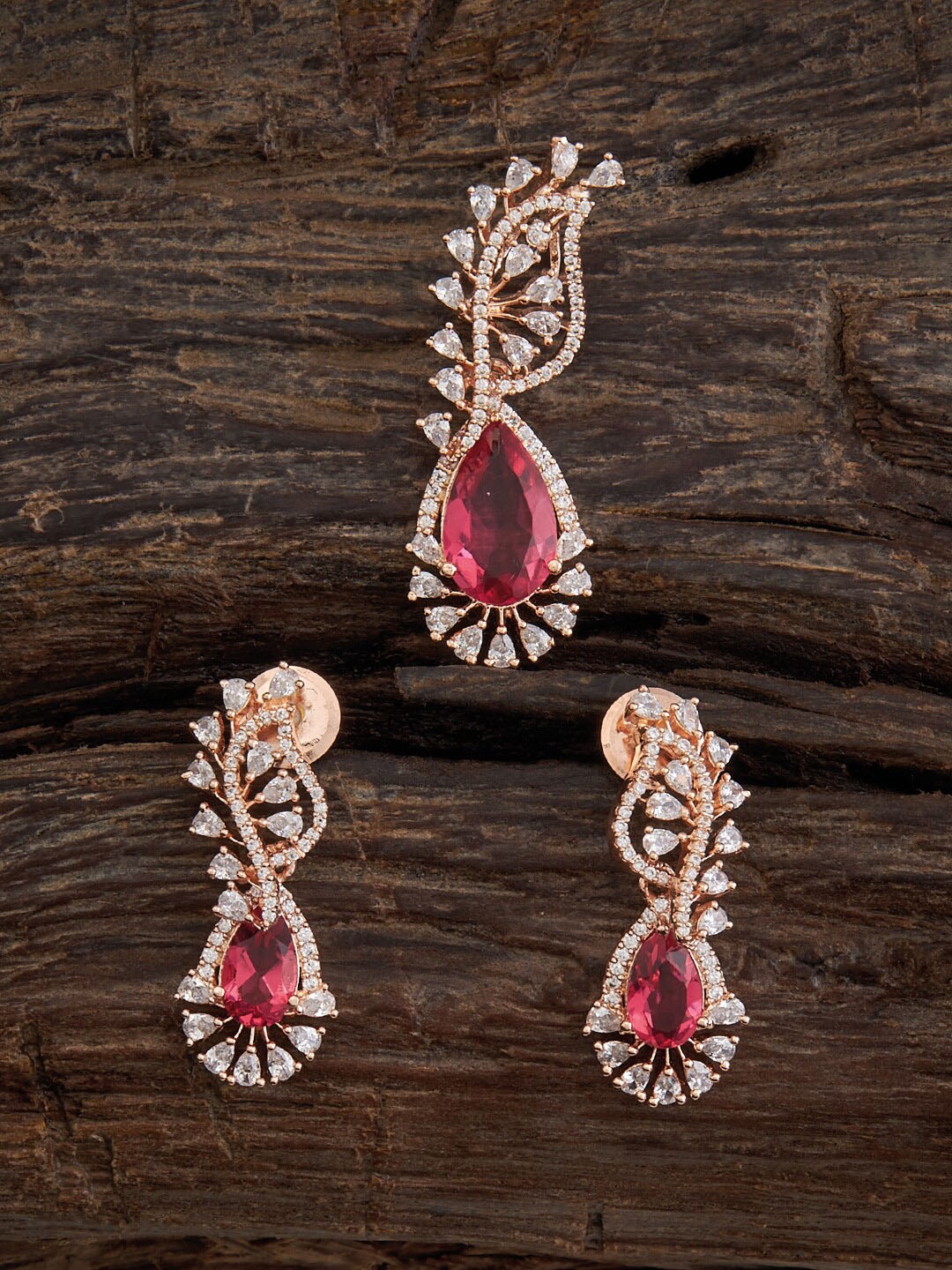 

Kushal's Fashion Jewellery Rose Gold-Plated CZ-Studded Jewellery Set
