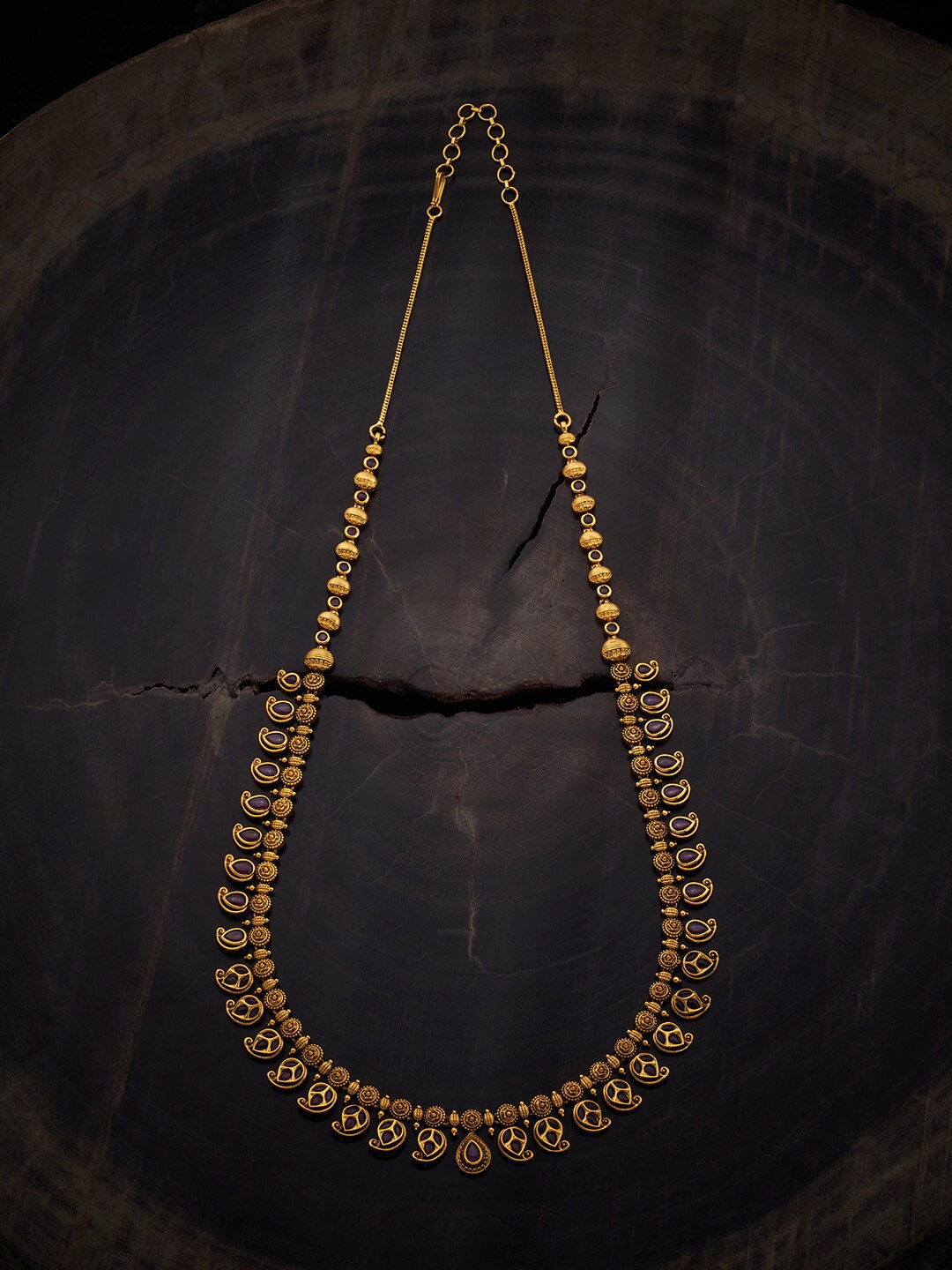 

Kushal's Fashion Jewellery Stone Studded Silver Antique Necklace, Gold