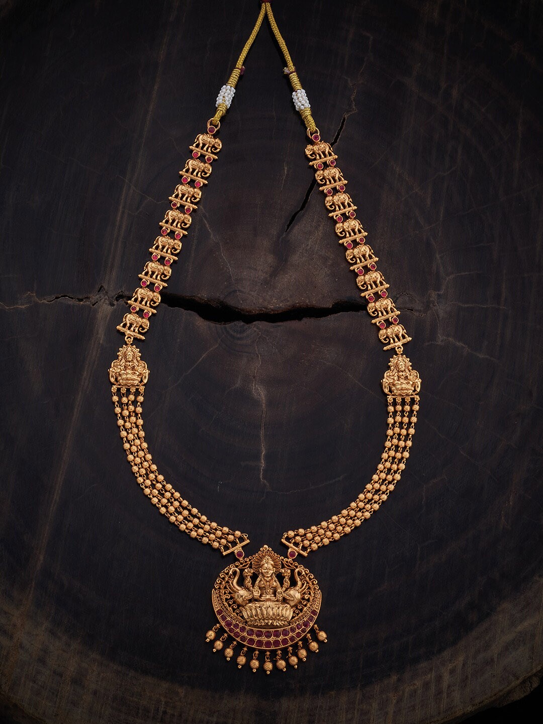 

Kushal's Fashion Jewellery Stone Studded Silver Antique Necklace, Gold