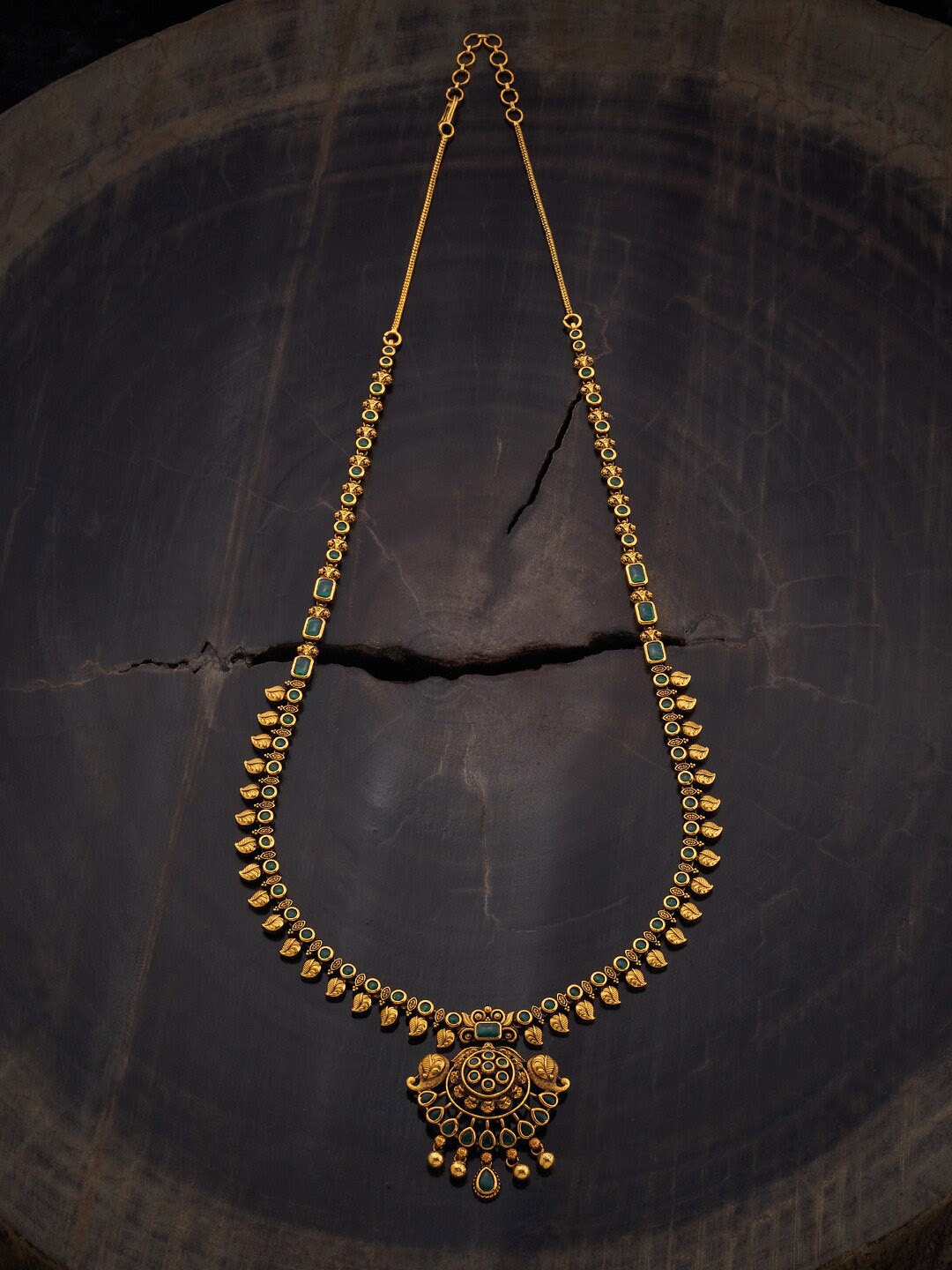 

Kushal's Fashion Jewellery Stone Studded Silver Antique Necklace, Green