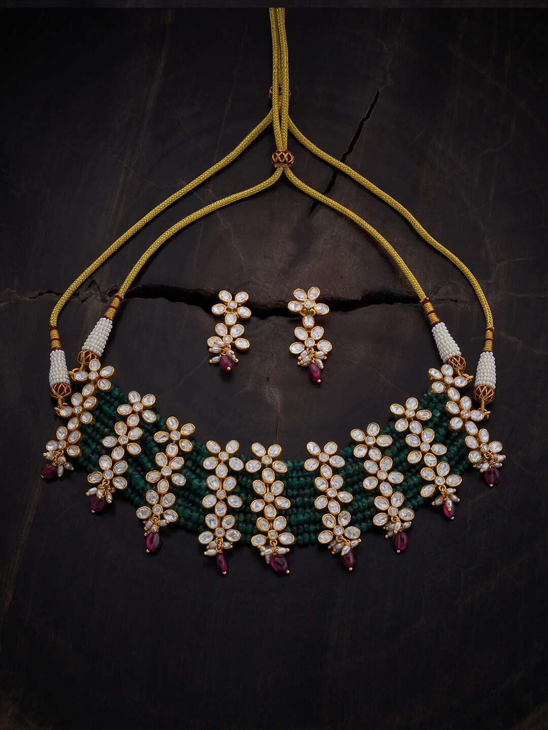 

Kushal's Fashion Jewellery 92.5 Pure Silver Kundan-Studded Jewellery Set, Gold