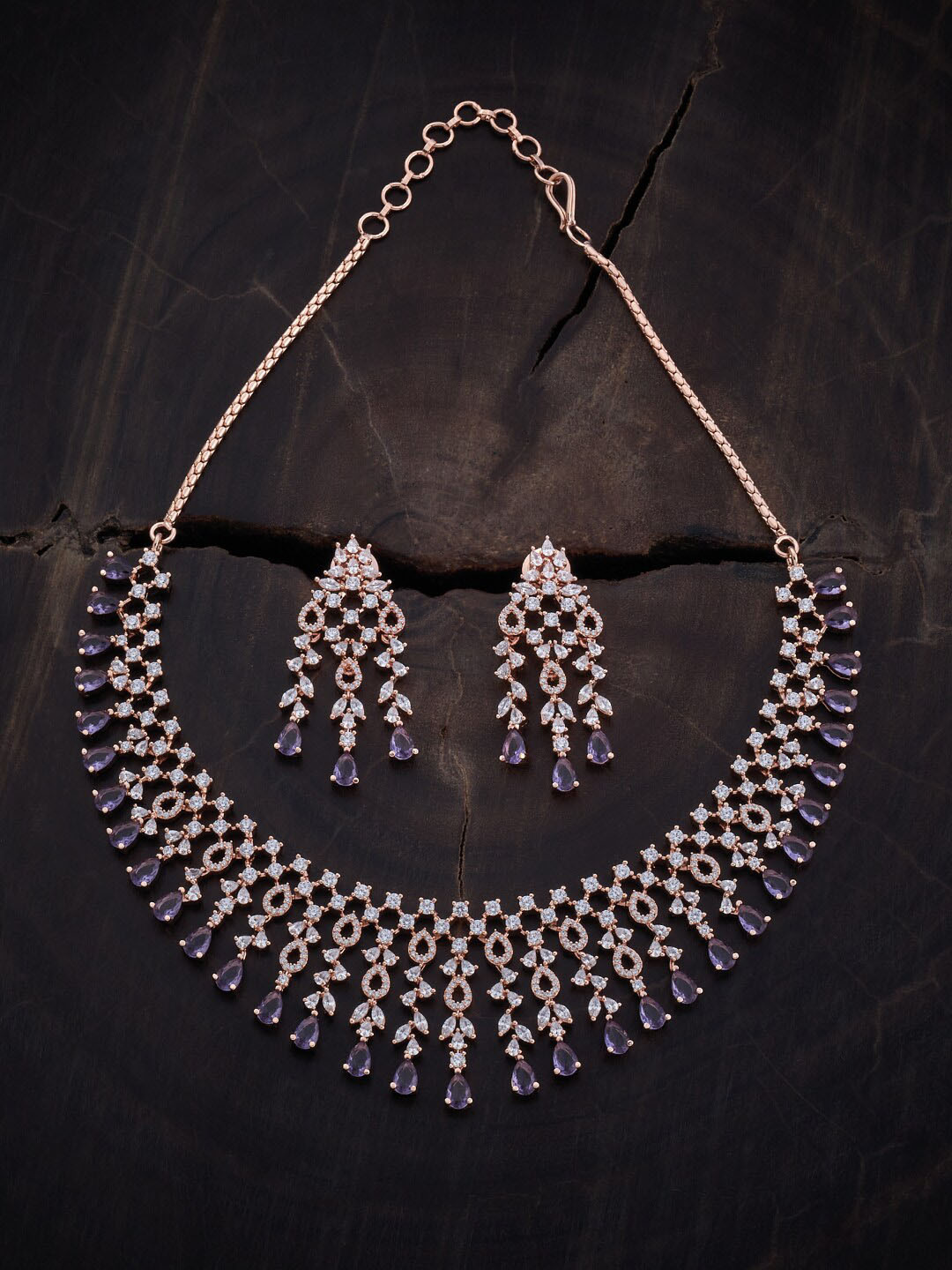 

Kushal's Fashion Jewellery Rose Gold-Plated CZ-Studded Jewellery Set