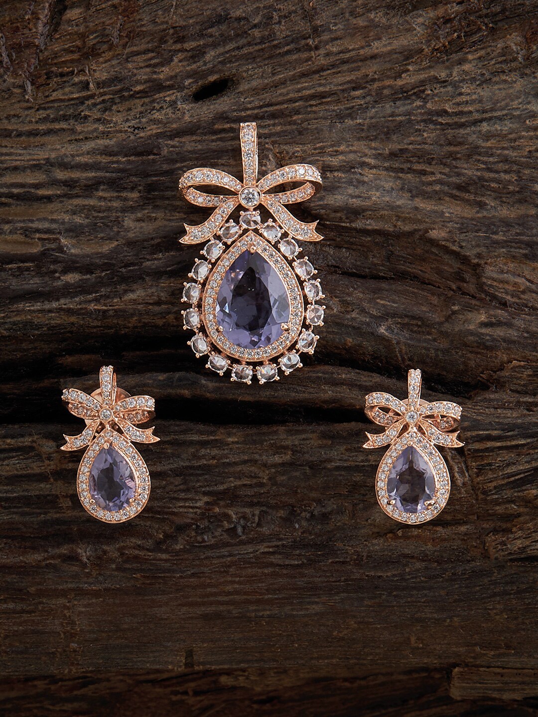

Kushal's Fashion Jewellery Rose Gold-Plated CZ-Studded Jewellery Set