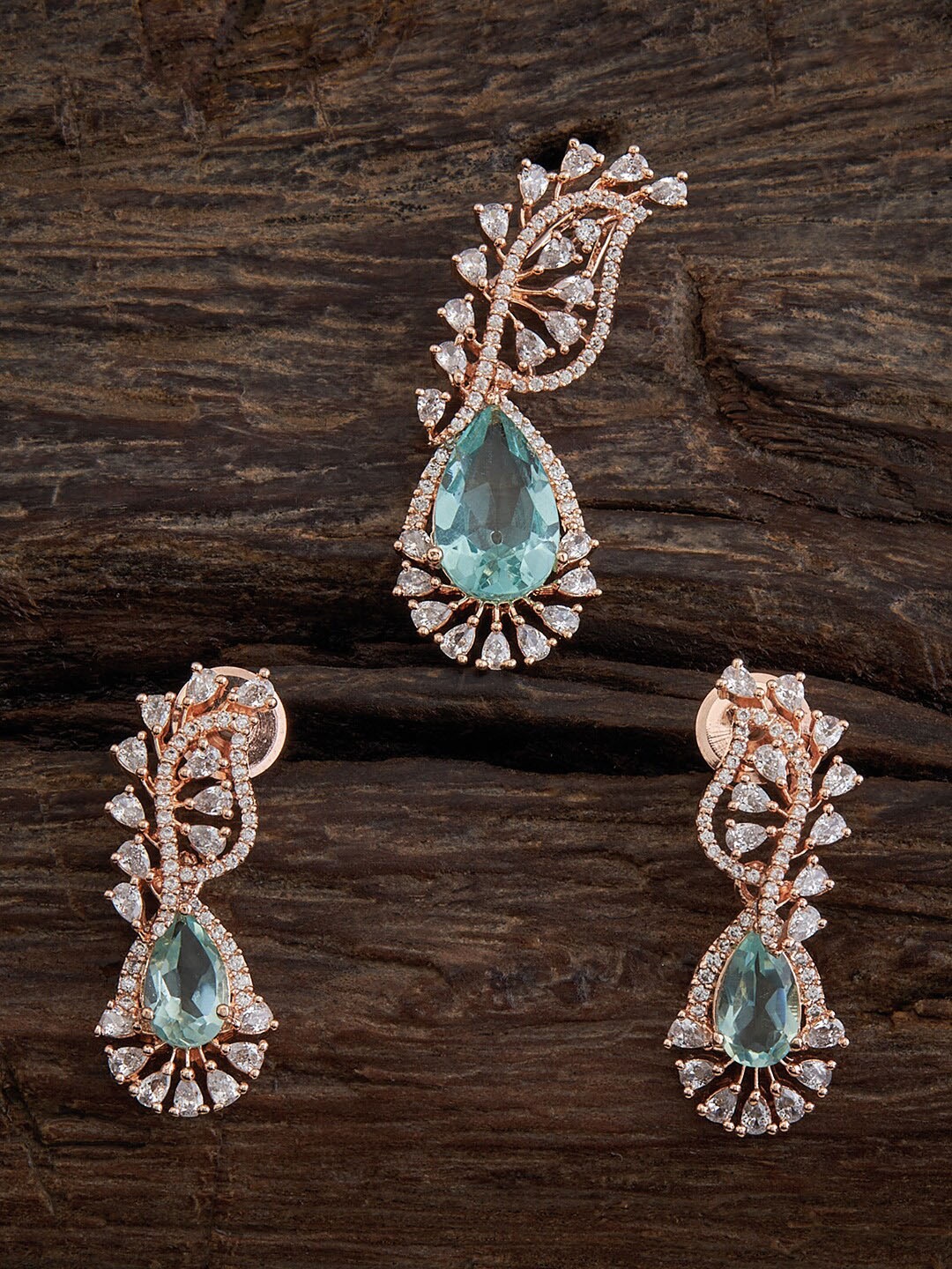 

Kushal's Fashion Jewellery Rose Gold-Plated CZ-Studded Jewellery Set