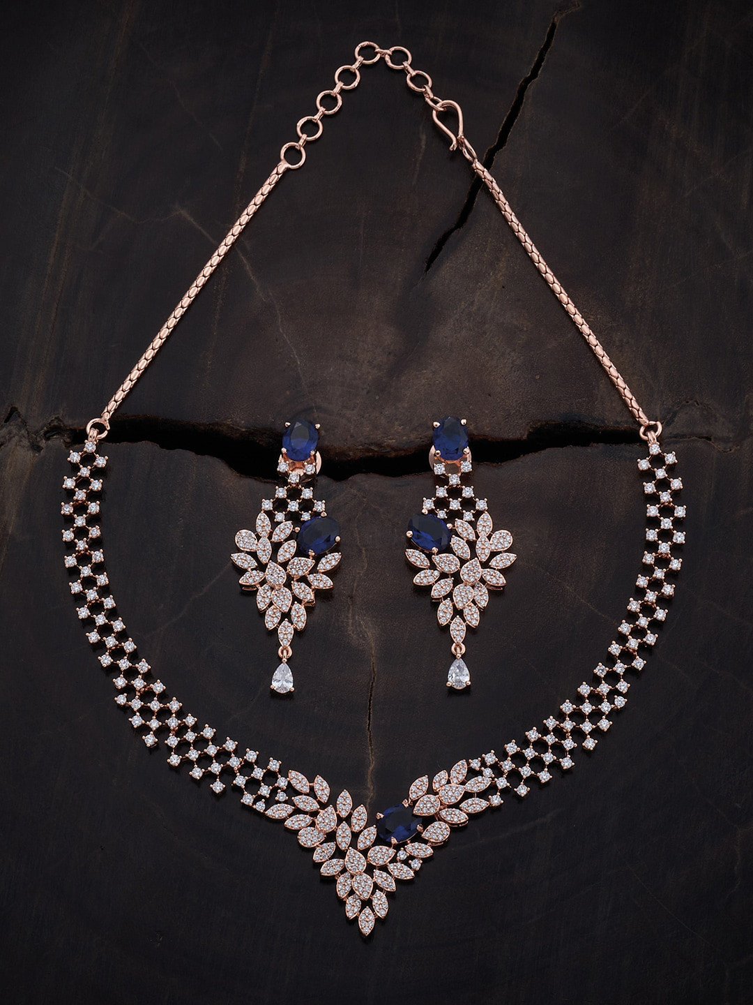 

Kushal's Fashion Jewellery Rose Gold-Plated CZ-Studded Jewellery Set