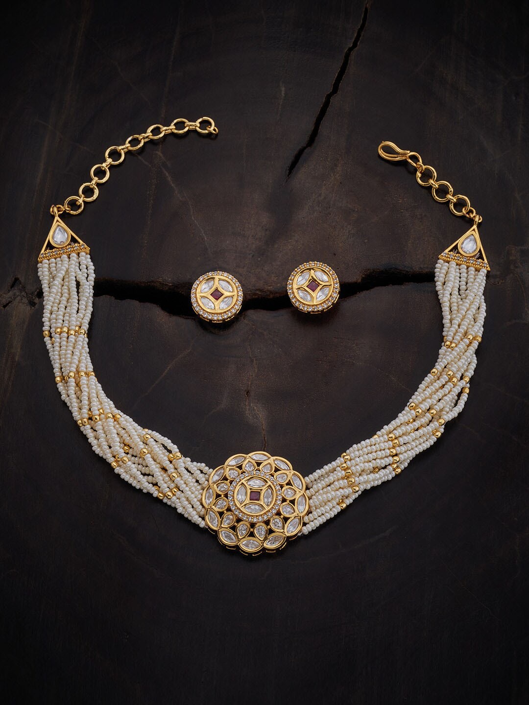 

Kushal's Fashion Jewellery Kundan-Studded Jewellery Set, Gold