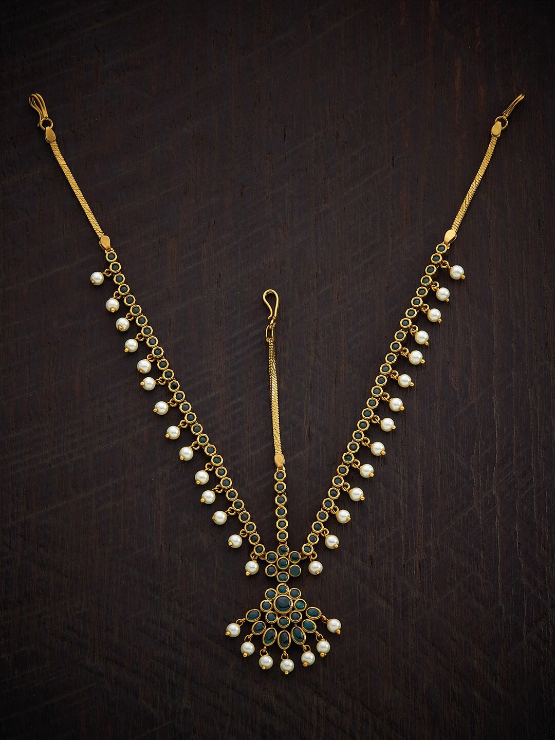 

Kushal's Fashion Jewellery Gold-Plated Stone-Studded & Beaded Maang Tikka